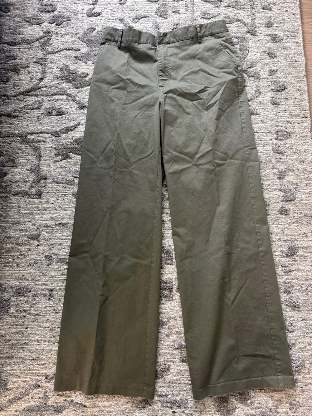 Good American Olive Green Wide-Leg Trousers
